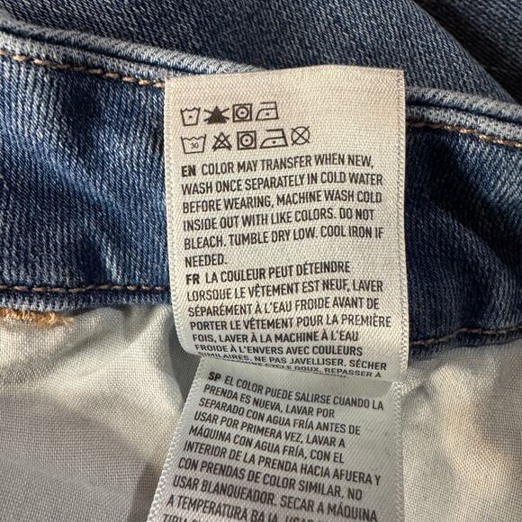 American Eagle SZ 8 SHORT Curvy Jeggings Jeans Super Hi-Rise Distressed Rip Blue - Picture 13 of 13